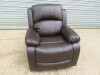 Woodstock Brown Premium Aire Leather Single Seater Recliner, Size H98 x W100 x D87cm. Boxed/New, RRP &pound;599.00