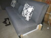 Grey Fabric Folding Futon/Sofabed with Storage Under & 4 x Cushions. Size H40 x W190 x D110cm. NOTE: missing ends & 1 x foot. - 3