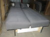 Grey Fabric Folding Futon/Sofabed with Storage Under & 4 x Cushions. Size H40 x W190 x D110cm. NOTE: missing ends & 1 x foot. - 5