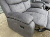 Set of 2 Caro 'Dakota' Charcoal Fabric Reclining Sofas to Include: 2 Seater, Size H96 x W150 x D85cm & Single Seater, Size H96 x W95 x D85cm. Boxed/New, RRP &pound;1220.00 - 6