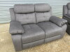 Set of 2 Caro 'Dakota' Charcoal Fabric Reclining Sofas to Include: 2 Seater, Size H96 x W150 x D85cm & Single Seater, Size H96 x W95 x D85cm. Boxed/New, RRP &pound;1220.00 - 2