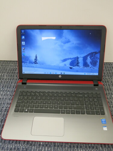 HP Pavilion Notebook in Red with PSU. Running Windows 10 Home. Intel Core i3-5157U, CPU @ 2.50Ghz, 8GB RAM, 909GB HDD.