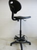 Height Adjustable Black Rubber High Back Operators Stool with Foot Rest. - 4