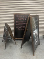 3 x Fold Out A Frame Display Advertising Boards to Include: 2 x H141 x 75cm & 1 x H100 x 60cm.