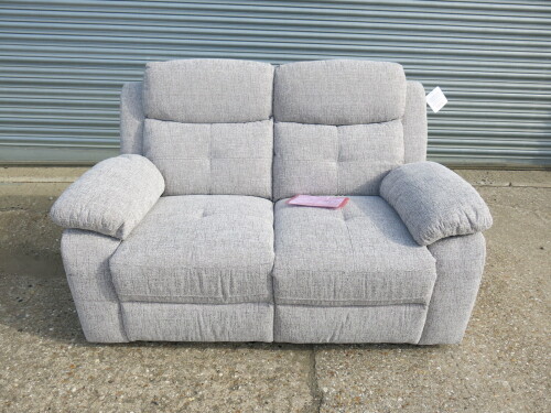 Caro 'Dakota' Silver Fabric Reclining 2 Seater Sofa,Size H96 x W150 x D85cm.Boxed/New, RRP &pound;749.00