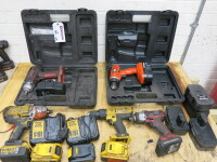 5 x Assorted Drills for Spares & Repair with 10 x Batteries, 3 x Chargers & 2 x Carry Cases (As Pictured/Viewed).