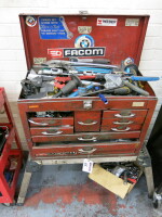 Facom 9 Draw Tool Chest with Lift-Up Top to Include Contents of Assorted Workshop Tools (As Pictured/Viewed).