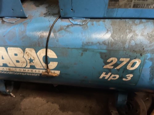 Abac Air Compressor, Model Pro A39 270 FM3 Tandem, DOM 2017. NOTE: Sold for spares & repair, A/F.