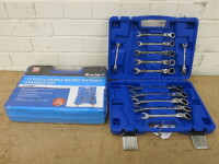 2 x BlueSpot 12PC Flexible Metric Ratchet Spanner Set, 1 New & Unused (As Pictured/Viewed).