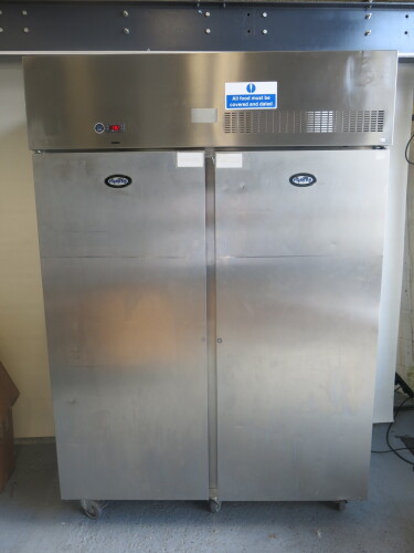 Foster Double Door Stainless Steel Upright Refrigerator with 8 Shelves, Model PSG1350H. Size H209 x W144 x D80cm.