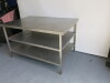 Stainless Steel Prep Table with 2 Shelves Under. Size H89 x W150 x D100cm. - 3