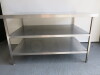 Stainless Steel Prep Table with 2 Shelves Under. Size H89 x W150 x D100cm. - 4