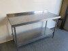 Stainless Steel Prep Table with Shelf Under & Part Splash Back. Size H90 x W150 x D65cm. - 2