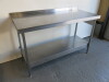 Stainless Steel Prep Table with Shelf Under & Part Splash Back. Size H90 x W150 x D65cm. - 3