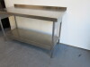 Stainless Steel Prep Table with Shelf Under & Part Splash Back. Size H90 x W150 x D65cm. - 4