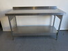 Stainless Steel Prep Table with Shelf Under & Part Splash Back. Size H90 x W150 x D65cm. - 5