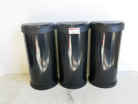 3 x Curver 40L Black Plastic Push Waste Bins.