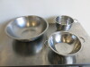 Lot of Kitchen Equipment to Include: 2 x Stock pots (1 x lid), 1 x Large Stainless Steel Mixing Bowl & 2 x Colander. - 3