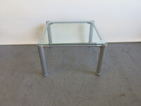 Square Glass Top Coffee Table on Metal Frame, Size H40 x W63 x D63cm.