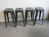 4 x Grey Pressed Metal Stackable Stools. Size H78cm.