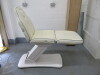 REM Excel Electric 3 Motor Beauticians Adjustable Treatment Chair/Couch Upholstered in White Vinyl and Comes with Controller, S/N 000182. NOTE: condition as viewed/pictured. - 2