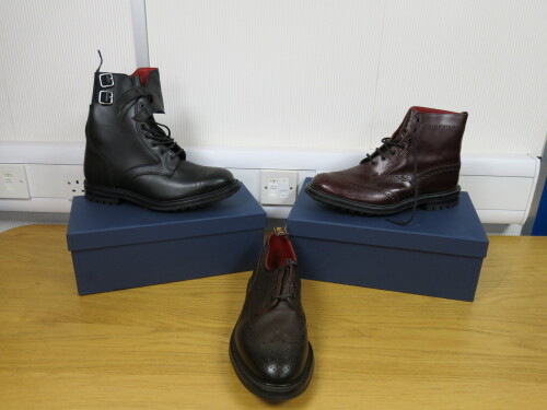 Trickers Leather Shoes & Boots of Approx 22 Pairs to Include: 9 x Pairs of Black/Brown Boots, 10 x Pairs of Black/Brown Shoes & 3 Assorted Other Ex Display Pairs.