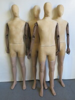 4 x Proportion London Articulated Vintage Collection Mannequins with Light Wood Arms. NOTE: missing stands.