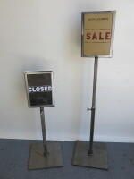 2 x Metal Frame Shop Signs, Height Adjustable.