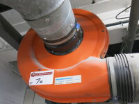 Nederman Exhaust Extraction Unit in Orange with Pipe. NOTE: Buyer required to dismantle & remove from site.