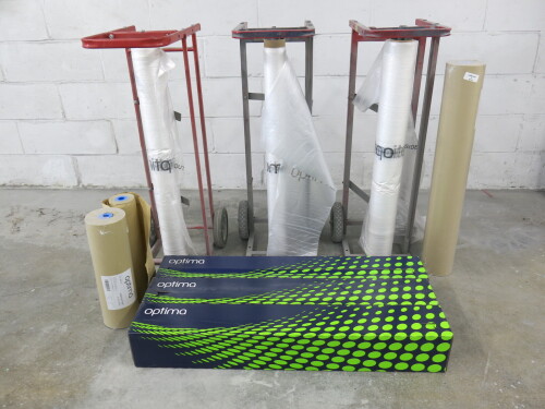 3 x Mobile Trolley's with Assortment of New & Part Used Rolls of Optima Masking Paper & Film (As Pictured/Viewed).