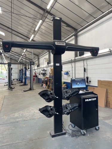 Hunter Hawk Eye ProAlign 2, Wheel Alignment System (2019) with 4 x Wheel Attachments, Hunter Cabinet, Model RSMT-CKD, PC with Software, HP OfficeJet Pro 8210 Printer & Acer 22" Monitor. Comes with ProAlign Manual. NOTE: Buyer required to dismantle & remov