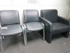 Reception Furniture to Include: 2 Seater & Armchair in Black Faux Leather & 2 x Black Faux Leather Chairs with Chrome Base. - 2