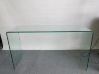 Glass Console Table, H70 x W125 x D40cm. NOTE: chips to side & bottom (As Viewed/Pictured).