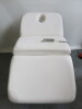 Avalon 3 Section Fully Electric Adjustment Couch with 3 Motors, Handset Control Pad, Face Hole & Upholstered in White Faux Leather. Size Maximum Height 100cm x Length 190cm x Depth 90cm. NOTE: missing face hole plug. - 4