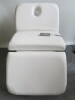 Avalon 3 Section Fully Electric Adjustment Couch with 3 Motors, Handset Control Pad, Face Hole & Upholstered in White Faux Leather. Size Maximum Height 100cm x Length 190cm x Depth 90cm. NOTE: missing face hole plug. - 5