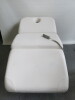 Avalon 3 Section Fully Electric Adjustment Couch with 3 Motors, Handset Control Pad, Face Hole & Upholstered in White Faux Leather. Size Maximum Height 100cm x Length 190cm x Depth 90cm. NOTE: missing face hole plug. - 5