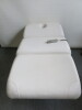 Avalon 3 Section Fully Electric Adjustment Couch with 3 Motors, Handset Control Pad, Face Hole & Upholstered in White Faux Leather. Size Maximum Height 100cm x Length 190cm x Depth 90cm. NOTE: missing face hole plug. - 5