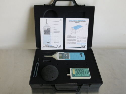 2 x CEL Instruments Ltd Sound Level & Acoustic Calibrator to Include: 1 x Digital Impuse Sound Level Meter, Model CEL-254, S/N 12311088 & 1 x Acccoustic Calibrator, Model CEL-282, S/N 12310857. Comes with Instruction Manuals, Tuning Fork & Carry Case.