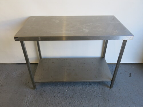 Parry Stainless Steel Prep Table with Shelf Under,Size H88 x W120 x D65cm.NO VAT ON LOT&nbsp;