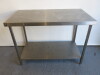 Parry Stainless Steel Prep Table with Shelf Under,Size H88 x W120 x D65cm.NO VAT ON LOT&nbsp; - 5