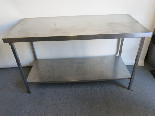 Stainless Steel Prep Table with Shelf Under, Size H88 x W150 x D70cm.