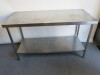 Stainless Steel Prep Table with Shelf Under, Size H88 x W150 x D70cm.