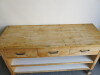Large Wooden Side Table with 3 Drawers & 2 Adjustable Shelves Under,Size H90cm&nbsp; x W176cm x D67cm.Comes with Detachable Stainless Steel Prep Table Top.NO VAT ON LOT - 2