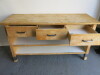 Large Wooden Side Table with 3 Drawers & 2 Adjustable Shelves Under,Size H90cm&nbsp; x W176cm x D67cm.Comes with Detachable Stainless Steel Prep Table Top.NO VAT ON LOT - 4