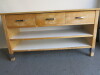 Large Wooden Side Table with 3 Drawers & 2 Adjustable Shelves Under,Size H90cm&nbsp; x W176cm x D67cm.Comes with Detachable Stainless Steel Prep Table Top.NO VAT ON LOT - 5
