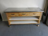 Large Wooden Side Table with 3 Drawers & 2 Adjustable Shelves Under,Size H90cm&nbsp; x W176cm x D67cm.Comes with Detachable Stainless Steel Prep Table Top.NO VAT ON LOT - 7