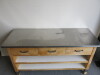 Large Wooden Side Table with 3 Drawers & 2 Adjustable Shelves Under,Size H90cm&nbsp; x W176cm x D67cm.Comes with Detachable Stainless Steel Prep Table Top.NO VAT ON LOT - 8