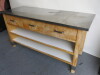 Large Wooden Side Table with 3 Drawers & 2 Adjustable Shelves Under,Size H90cm&nbsp; x W176cm x D67cm.Comes with Detachable Stainless Steel Prep Table Top.NO VAT ON LOT - 9
