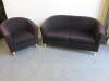 2 Seater Reception Sofa & Single Seat Reception Chair. Upholstered in Black Velour with Wooden Legs. Size Sofa H75 x W145 x D70cm, Chair H75 x W78 x D70cm - 2