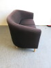 2 Seater Reception Sofa & Single Seat Reception Chair. Upholstered in Black Velour with Wooden Legs. Size Sofa H75 x W145 x D70cm, Chair H75 x W78 x D70cm - 8